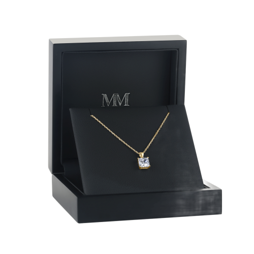 Regent - Pendentif solitaire en moissanite de taille princesse