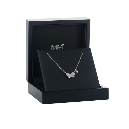 Papillia - Collier avec charm papillon et détails en moissanite