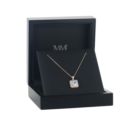 Radiance - Pendentif halo en moissanite taille princesse