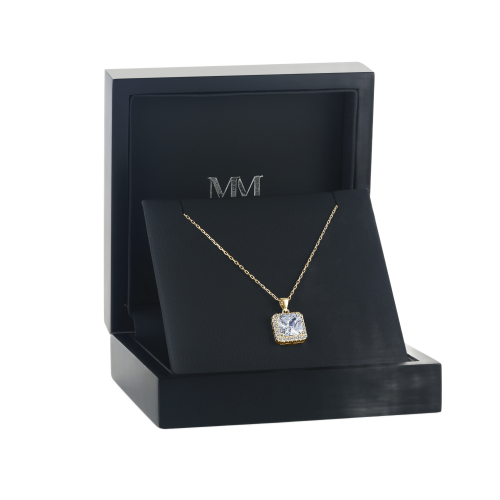 Radiance - Pendentif halo en moissanite taille princesse
