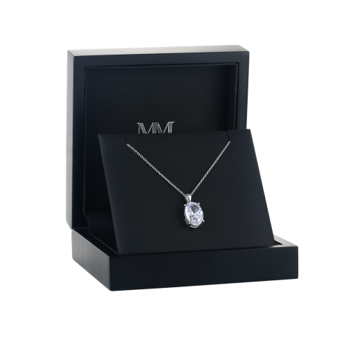 Ovaluxe - Pendentif en moissanite ovale à l’élégante monture à quatre griffes